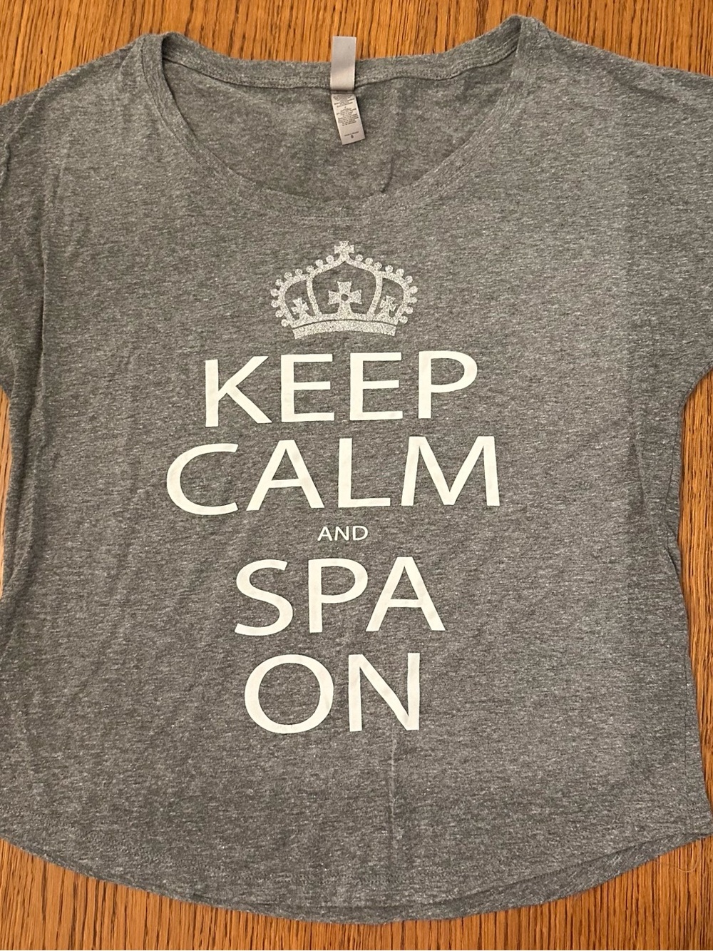 Next Level Apparel Gray Graphic Tee with White Text